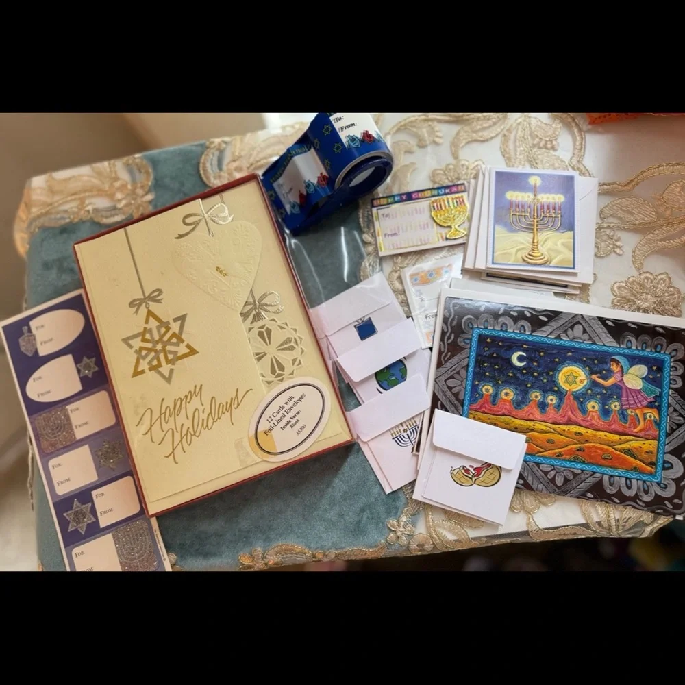 36 Pc Vintage Hanukkah Holiday Card & Label Ephemera Bundle Deadstock